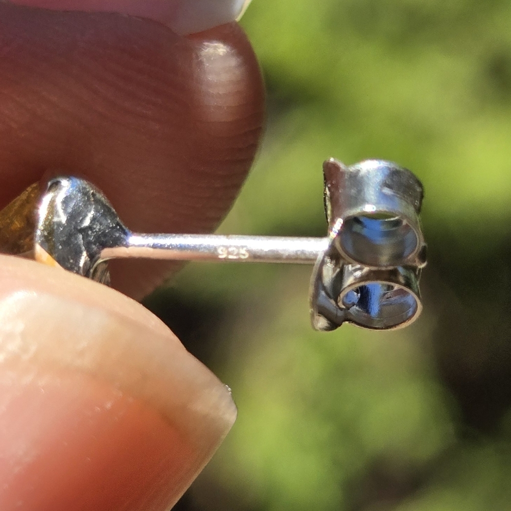 Tourmaline & Topaz Natural Gemstone Sterling & Gold Earrings - Picture 8 of 8